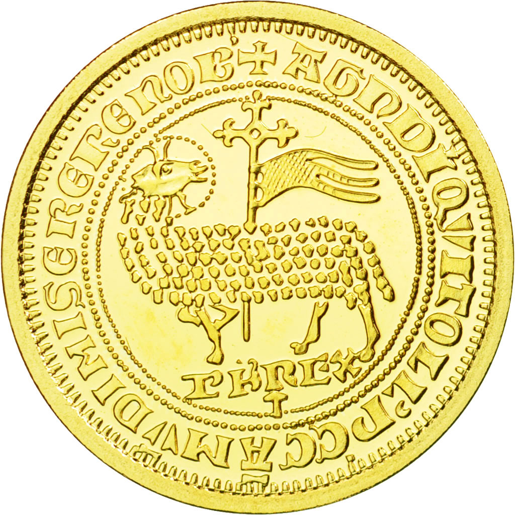 France, Medal, Reproduction, Jean II le Bon, Mouton d'Or, MS(65-70), Gold