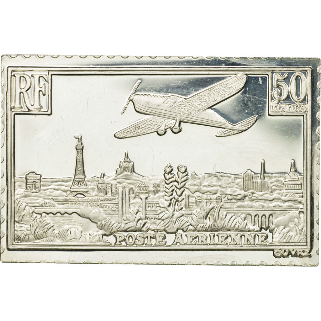 France, Medal, Timbre, Vue de Paris, 50 Francs, 1983, MS(65-70), Silver