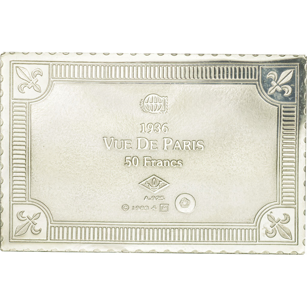 France, Medal, Timbre, Vue de Paris, 50 Francs, 1983, MS(65-70), Silver