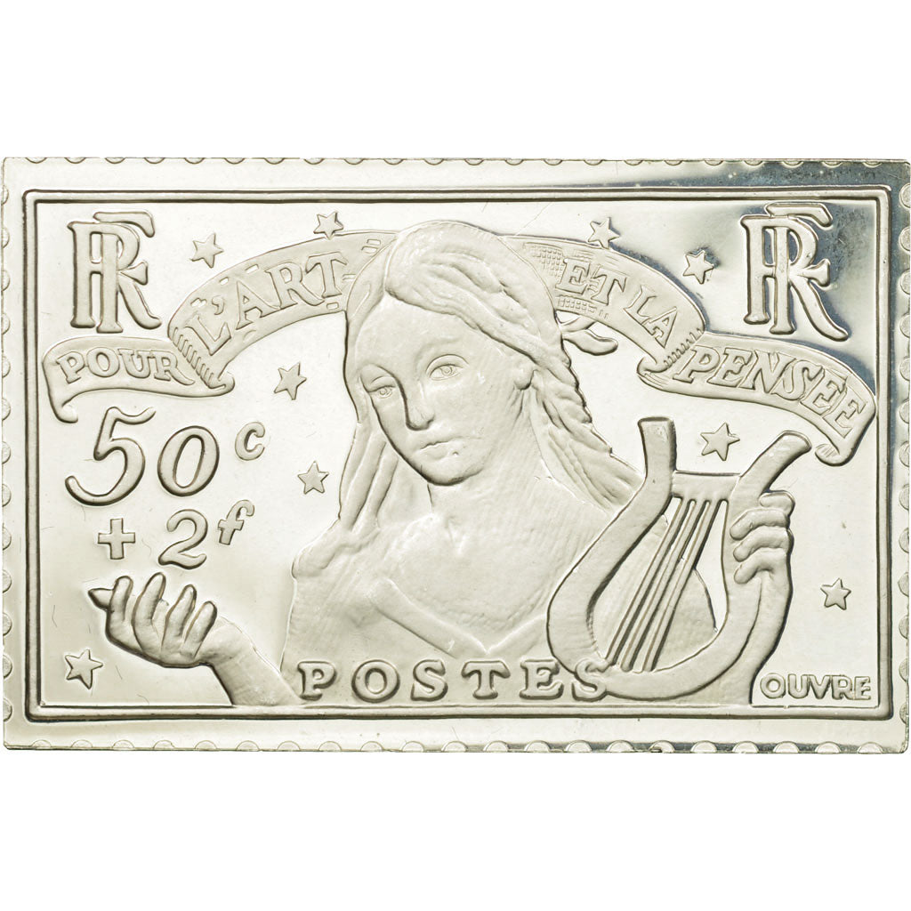 France, Medal, Timbre, Pour l'Art et la Pensée, 50 Centimes + 2 Francs, 1983