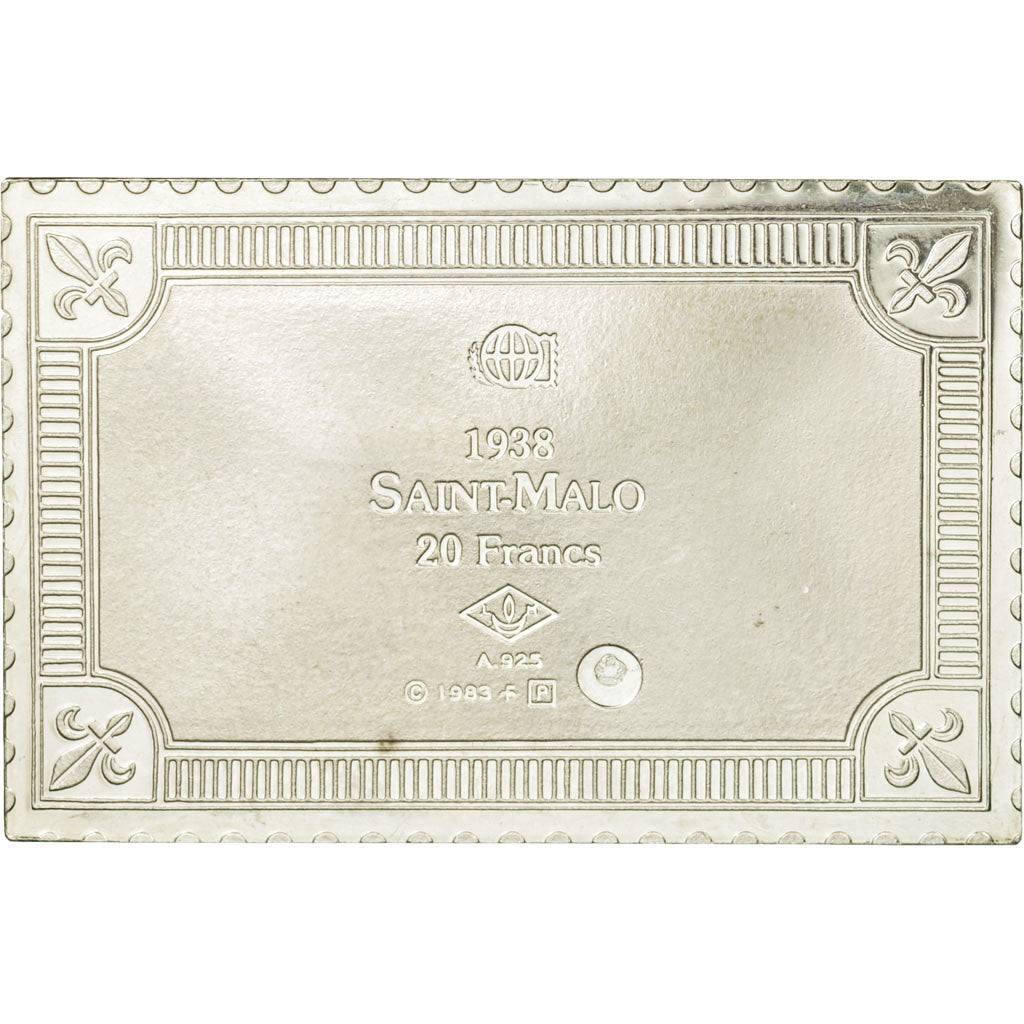 France, Medal, Timbre, Saint-Malo, 20 Francs, 1983, MS(65-70), Silver