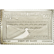 France, Medal, Timbre, Pont du Gard, 20 Francs, 1983, MS(65-70), Silver