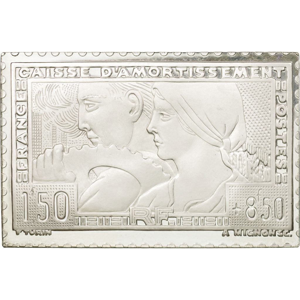 France, Médaille, Timbre, Le Travail, Caisse d'Amortissement, 1983, FDC, Argent
