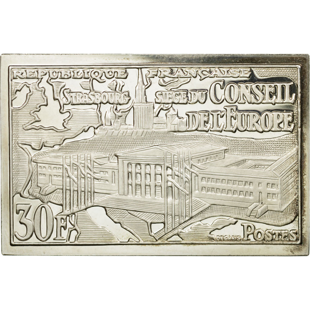 France, Medal, Timbre, Conseil de l'Europe, Strasbourg, 1983, MS(65-70), Silver