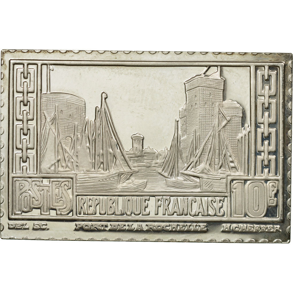 France, Médaille, Timbre, Port de La Rochelle, 10 Francs, 1983, FDC, Argent