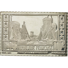 France, Médaille, Timbre, Port de La Rochelle, 10 Francs, 1983, FDC, Argent