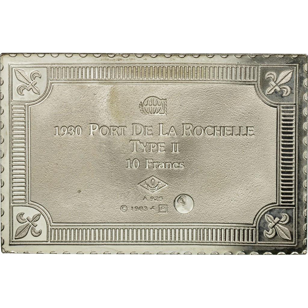 France, Médaille, Timbre, Port de La Rochelle, 10 Francs, 1983, FDC, Argent