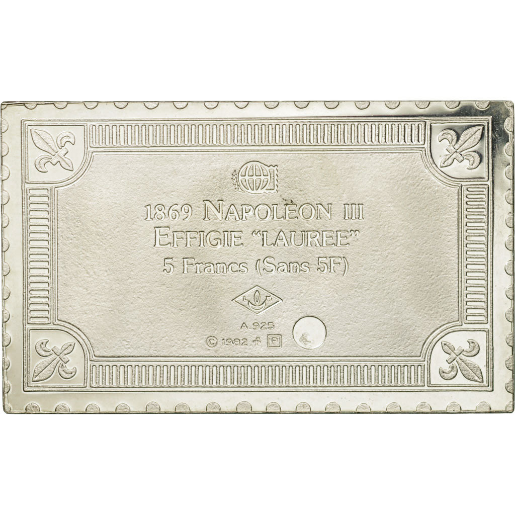Francia, medaglia, Timbre, Napoléon III, Effigie Laurée, 5 Francs, 1982, FDC