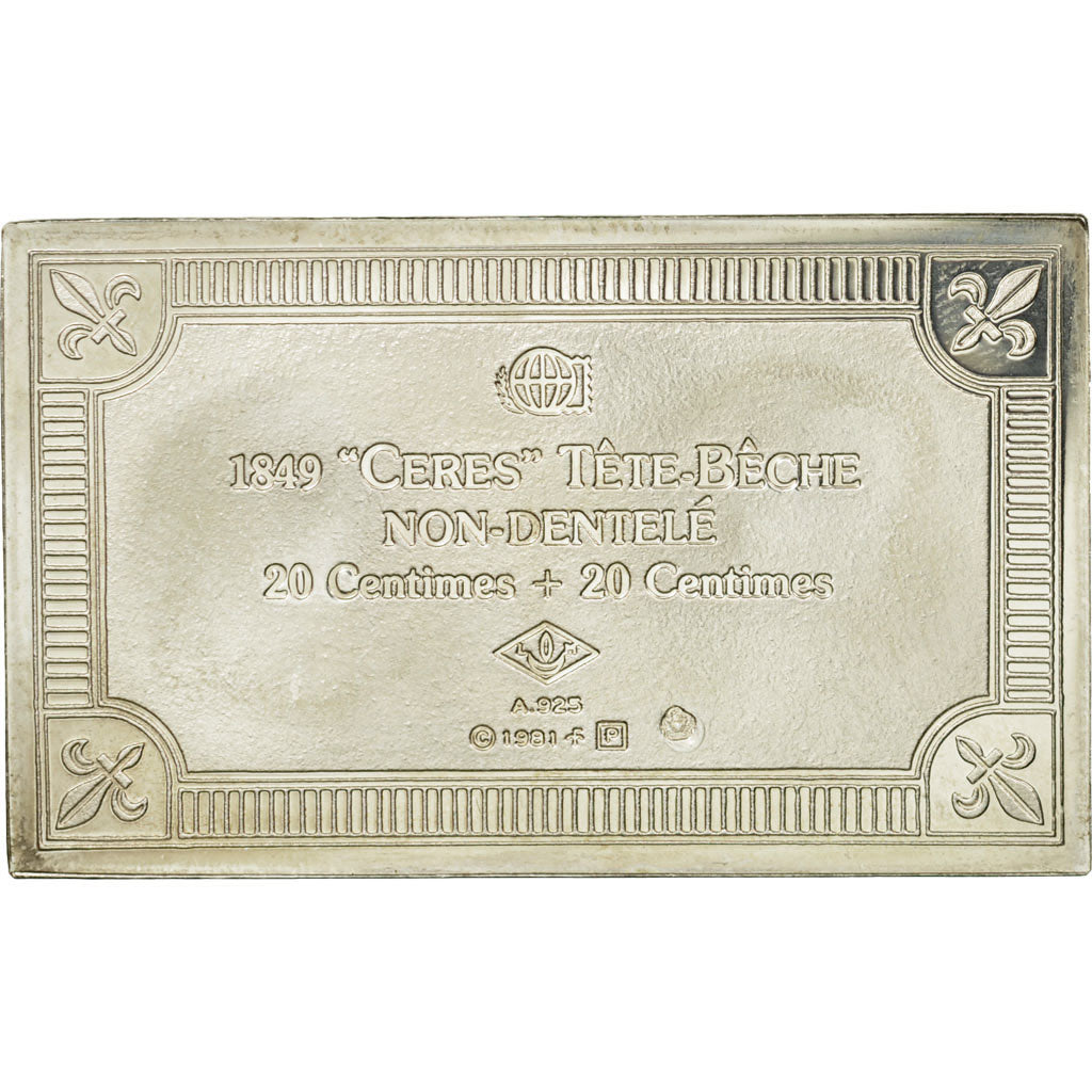 France, Medal, Timbre, Cérès, Tête-Bêche, 1981, MS(65-70), Silver