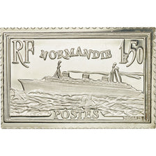France, Medal, Timbre, Paquebot Normandie, 1983, MS(65-70), Silver