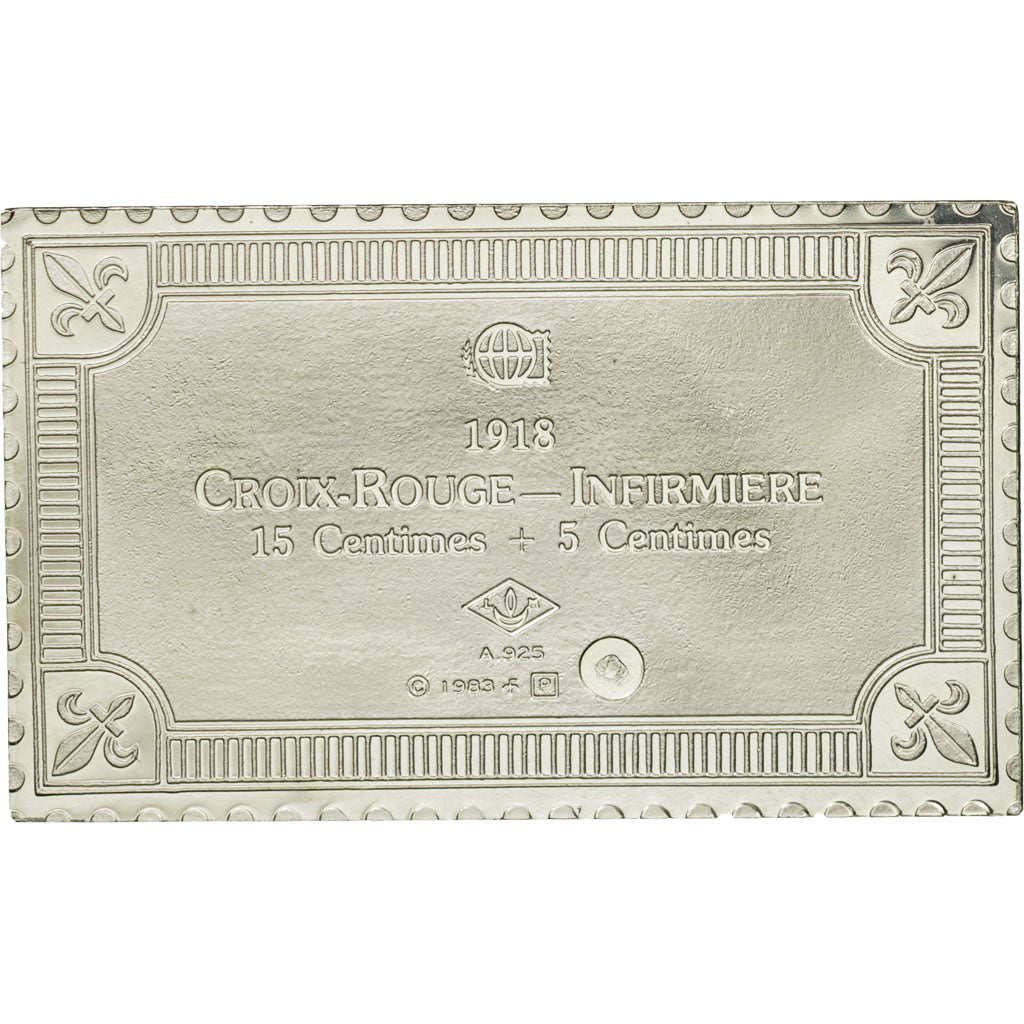 France, Medal, Timbre, Croix-Rouge, Infirmière, 1983, MS(65-70), Silver
