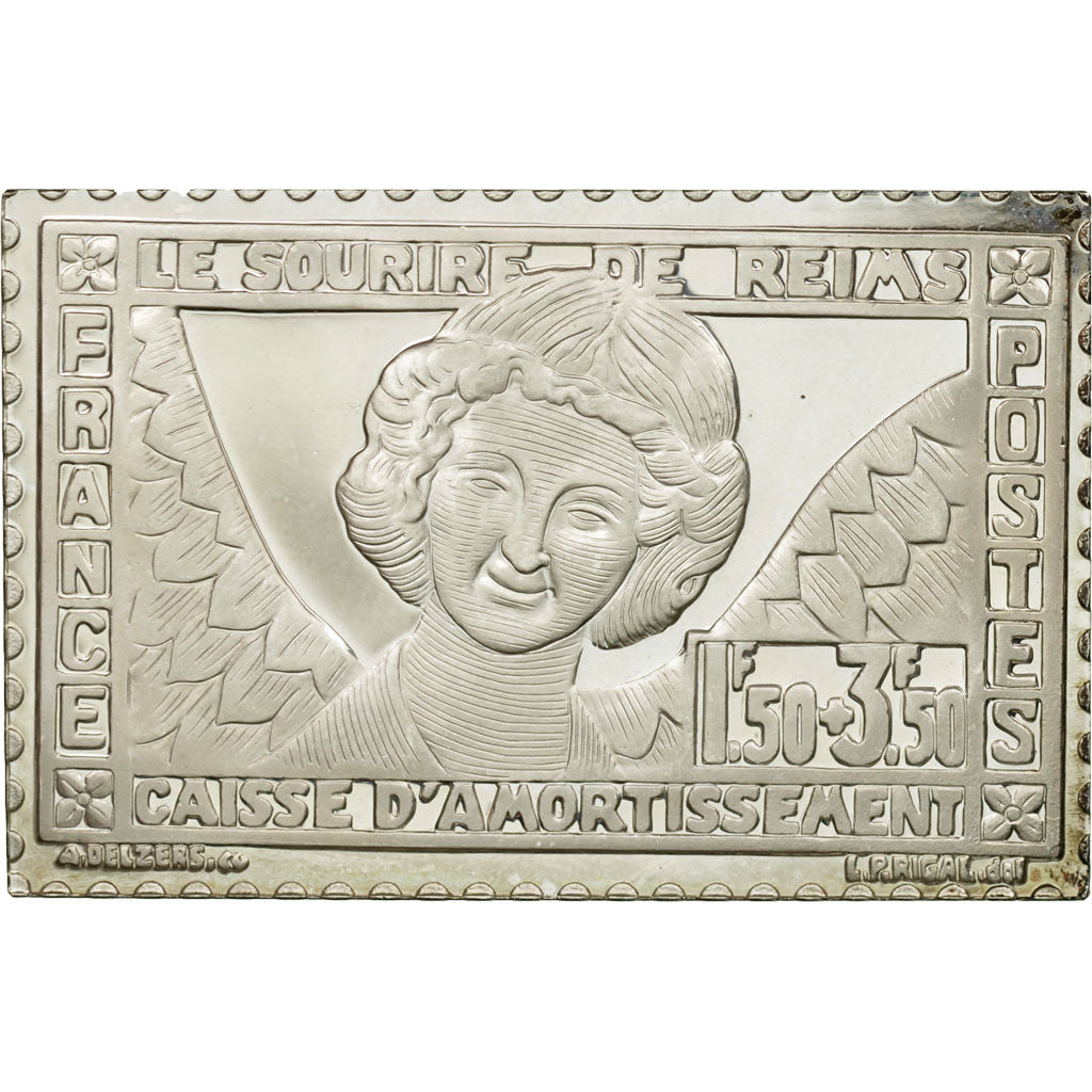 France, Médaille, Timbre, Le Sourire de Reims, 1983, FDC, Argent