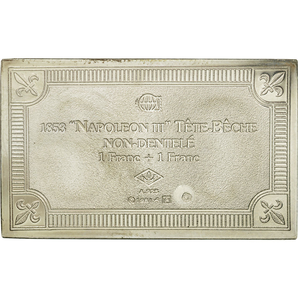 France, Médaille, Timbre, Napoléon III, Tête Bêche, 1981, FDC, Argent