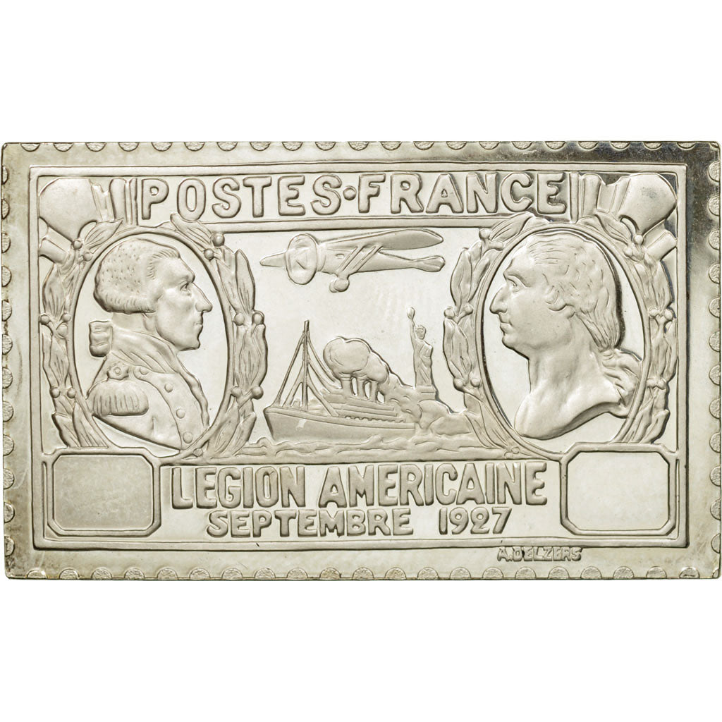 France, Medal, Timbre, Légion Américaine, 90 Centimes, 1981, MS(65-70), Silver