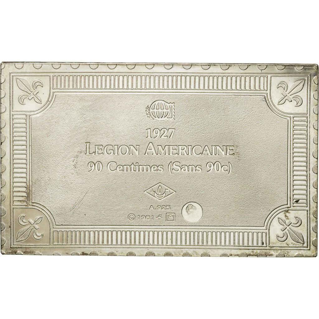 France, Medal, Timbre, Légion Américaine, 90 Centimes, 1981, MS(65-70), Silver