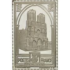 France, Medal, Timbre, Cathédrale de Reims, Type III, 3 Francs, 1983