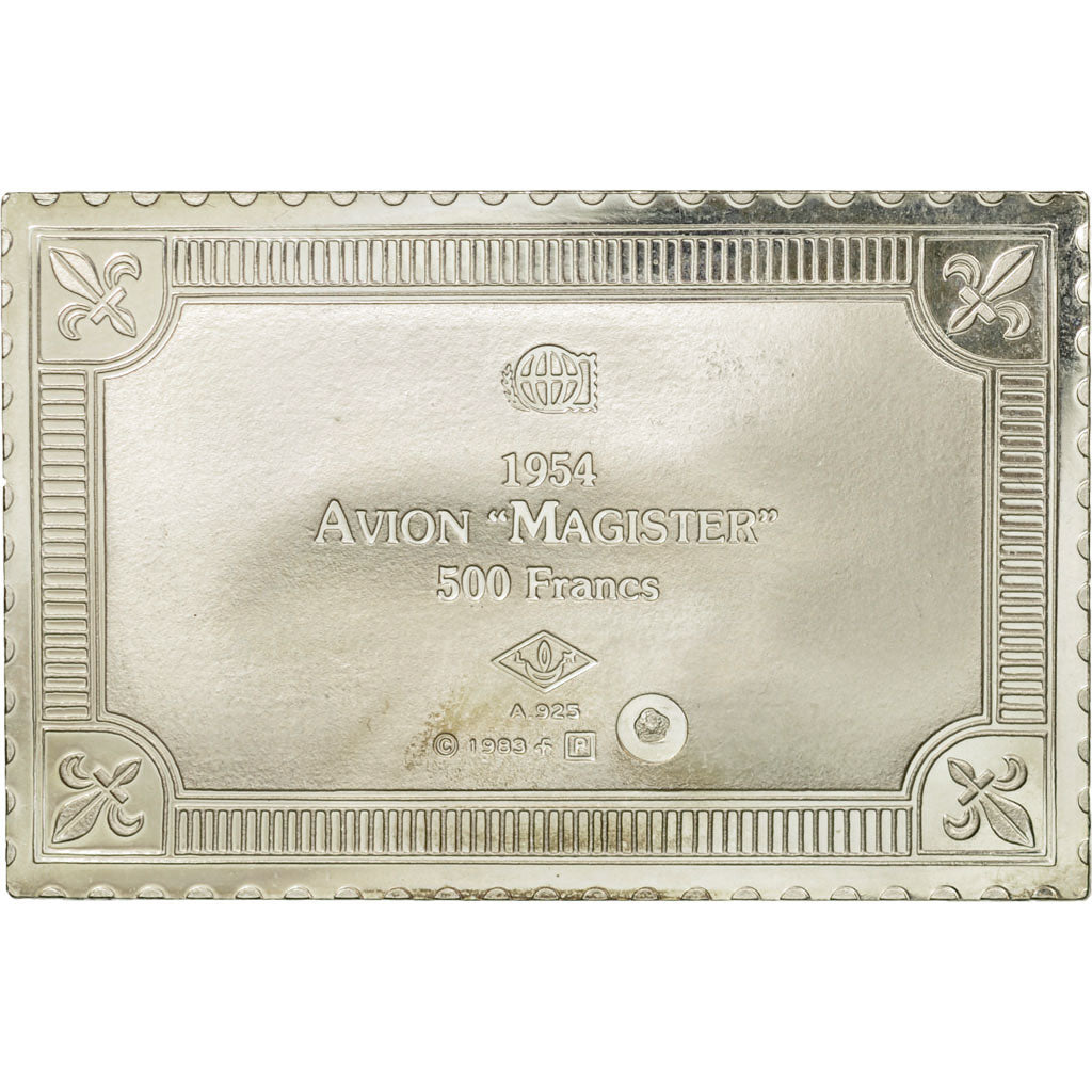 Francia, medaglia, Timbre, Avion Magister, 500 Francs, 1983, FDC, Argento
