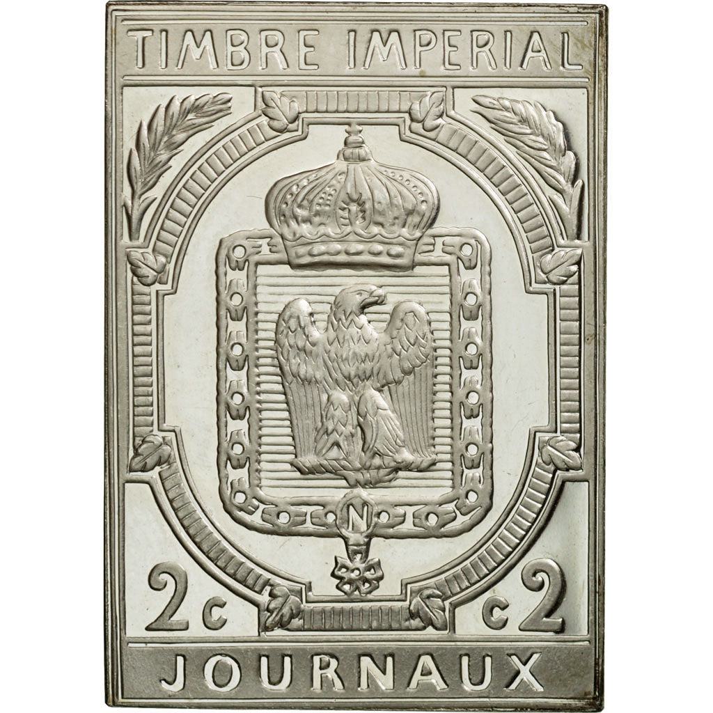 France, Médaille, Timbre Impérial pour Journaux, 2 Centimes, 1981, FDC, Argent