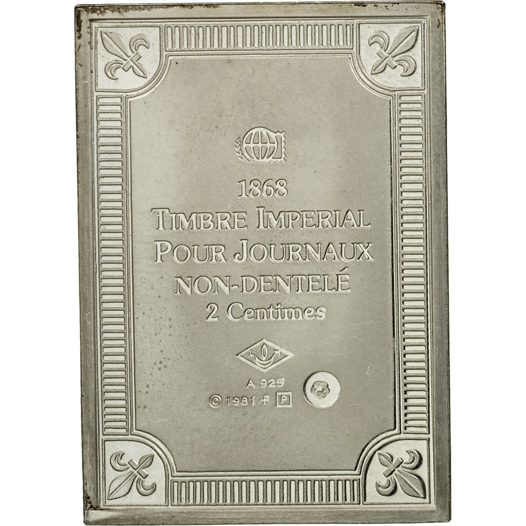 France, Médaille, Timbre Impérial pour Journaux, 2 Centimes, 1981, FDC, Argent