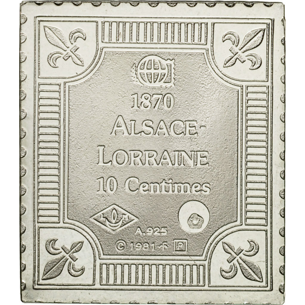 France, Medal, Timbre, Alsace-Lorraine, 10 Centimes, 1981, MS(65-70), Silver
