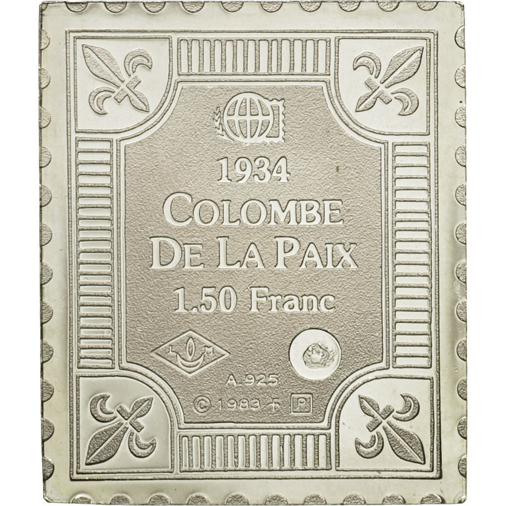 France, Médaille, Timbre, Colombe de la Paix, 1.50 Franc, 1983, FDC, Argent