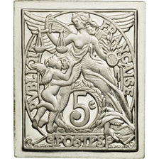 France, Medal, Timbre, Type Blanc, 5 Centimes, 1982, MS(65-70), Silver