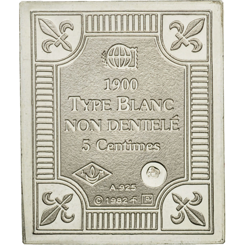 France, Medal, Timbre, Type Blanc, 5 Centimes, 1982, MS(65-70), Silver