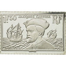 France, Médaille, Timbre, Jacques Cartier, 1,50 Francs, 1983, FDC, Argent