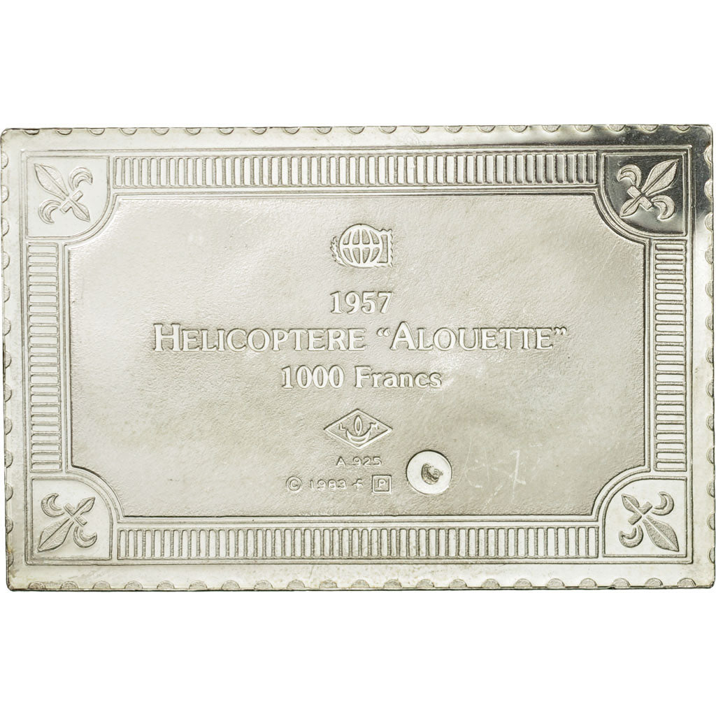 Frankrijk, Medaille, Timbre, Hélicoptère Alouette, 1000 Francs, 1983, FDC