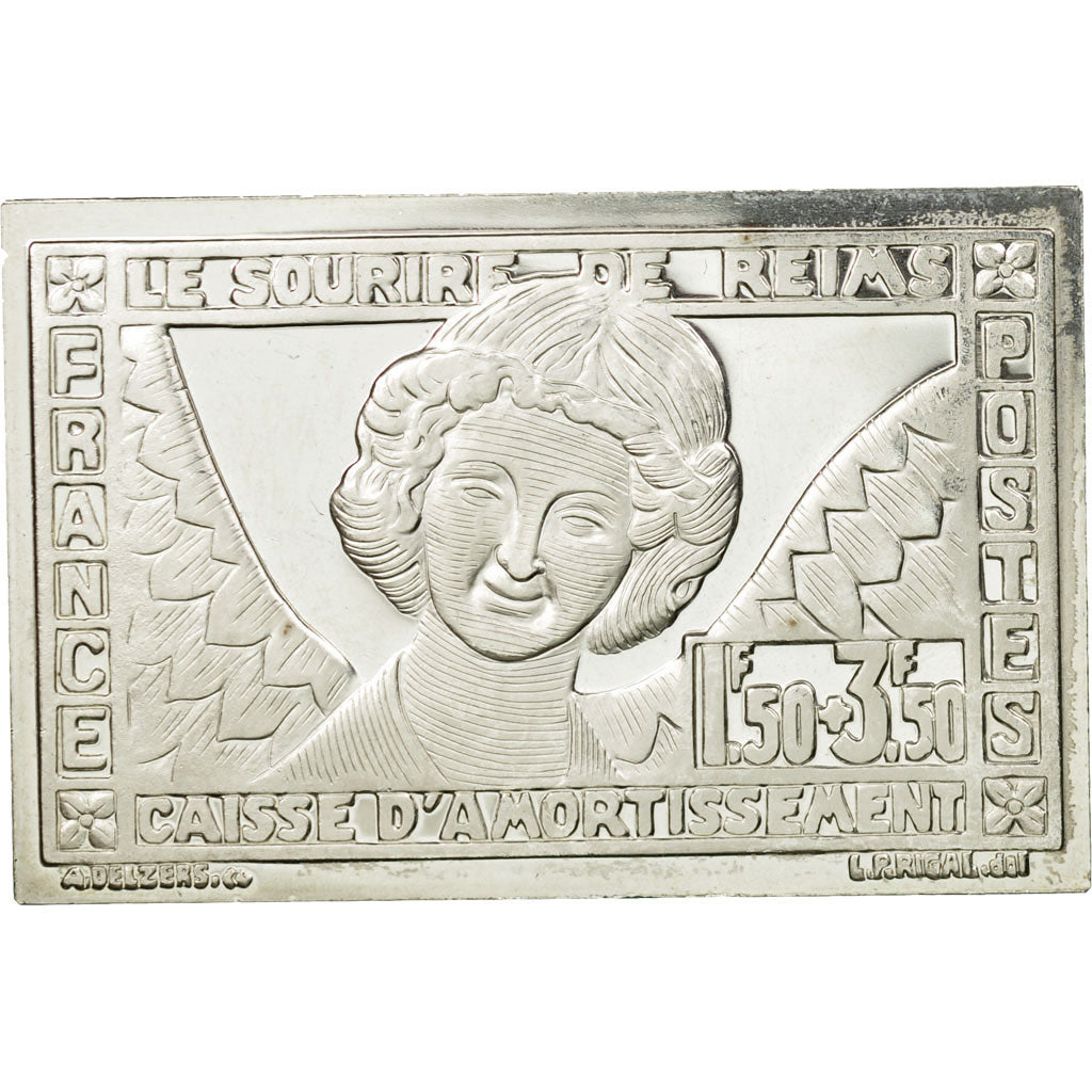 France, Medal, Timbre, Le Sourire de Reims, 1983, MS(65-70), Silver