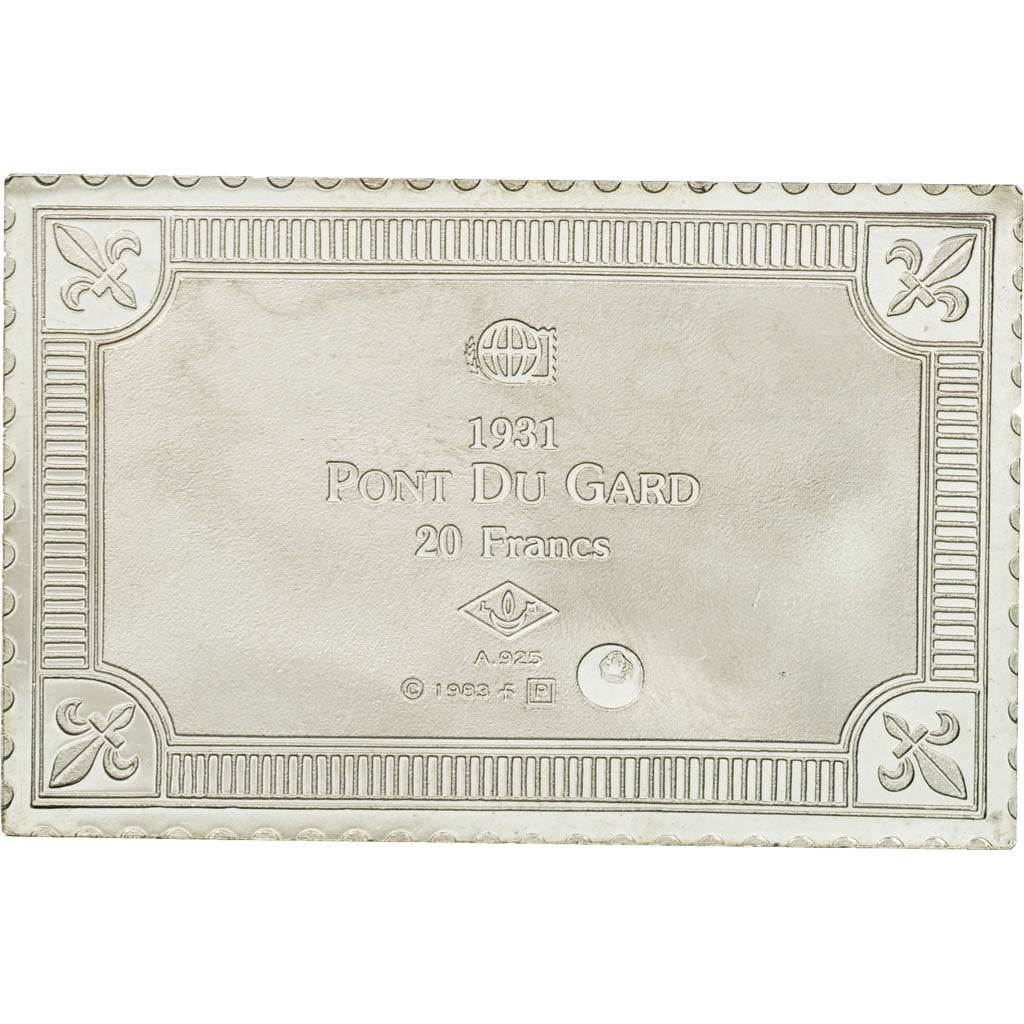France, Medal, Timbre, Pont du Gard, 20 Francs, 1983, MS(65-70), Silver