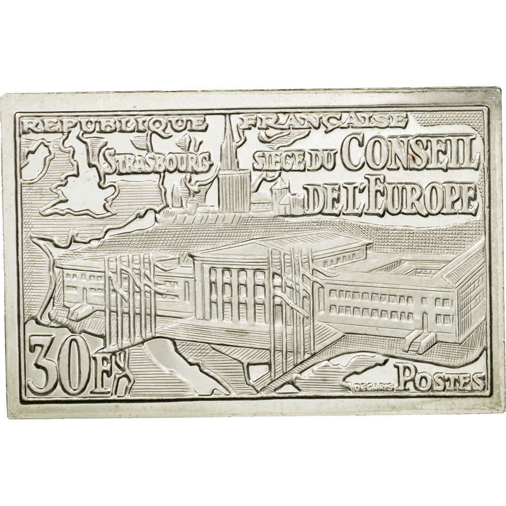 France, Medal, Timbre, Conseil de l'Europe, Strasbourg, 1983, MS(65-70), Silver
