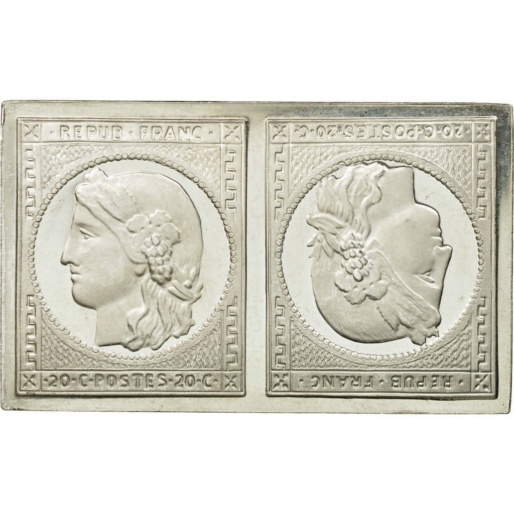 France, Médaille, Timbre, Cérès, Tête-Bêche, 1981, FDC, Argent