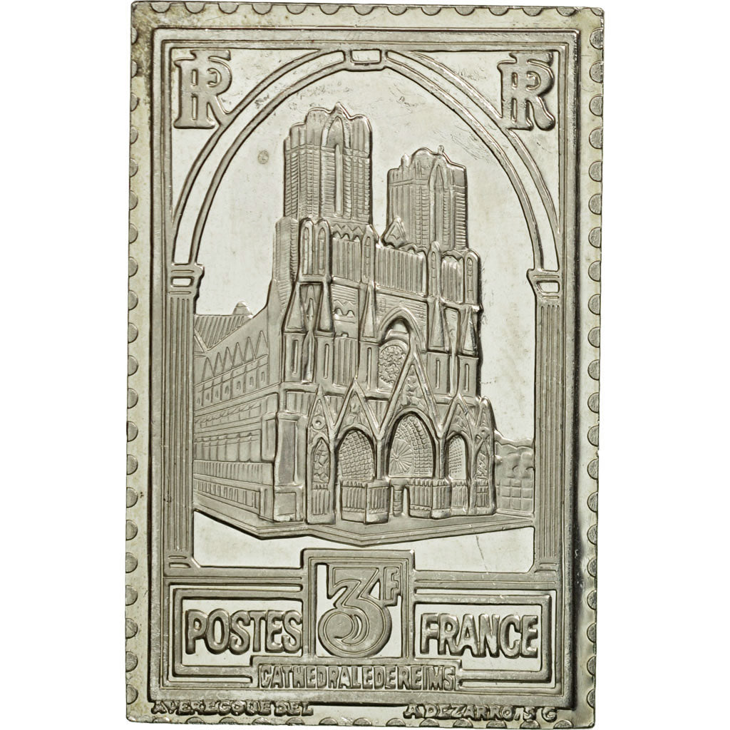 Francja, Medal, Timbre, Cathédrale de Reims, Type III, 3 Francs, 1983