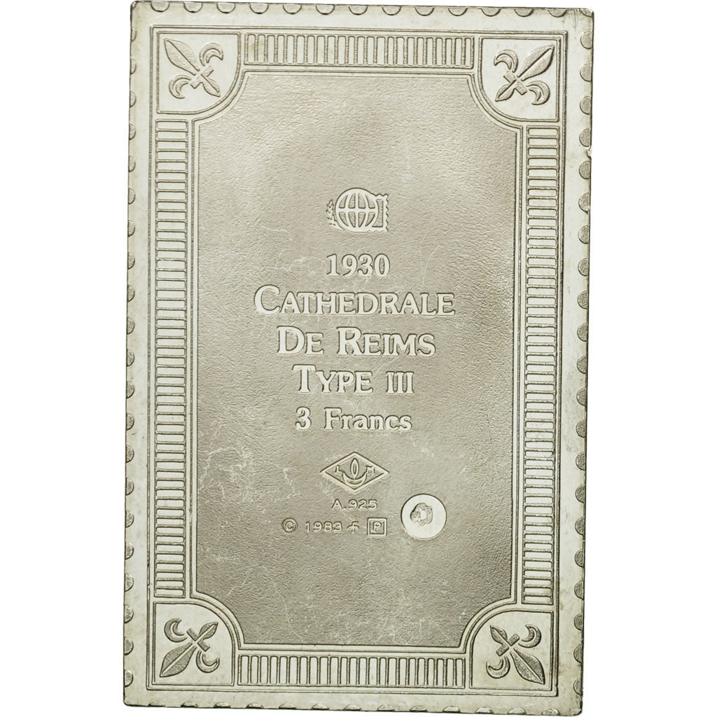 Francja, Medal, Timbre, Cathédrale de Reims, Type III, 3 Francs, 1983