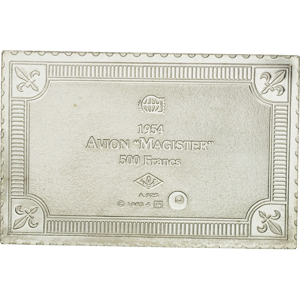 France, Médaille, Timbre, Avion Magister, 500 Francs, 1983, FDC, Argent