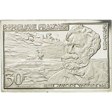 France, Médaille, Timbre, Jules Verne, 30 Francs, 1983, FDC, Argent