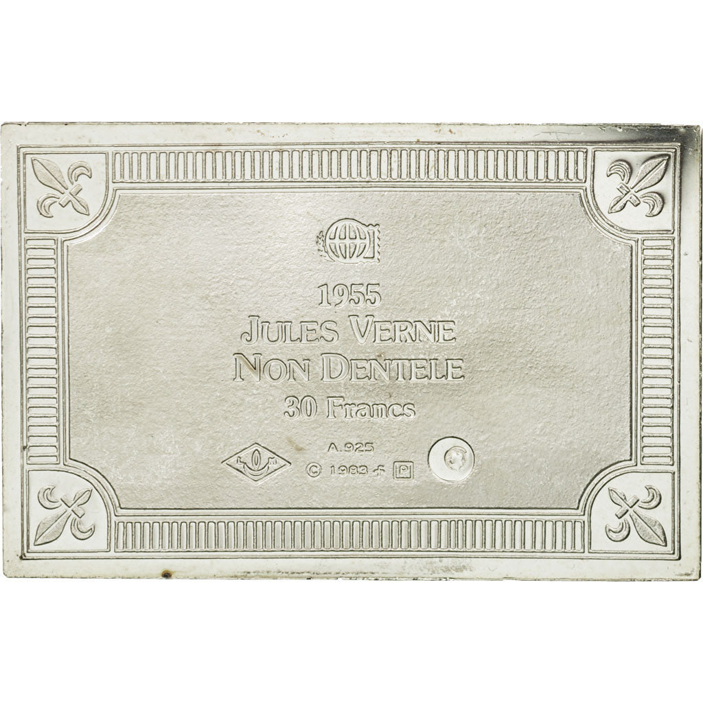 France, Médaille, Timbre, Jules Verne, 30 Francs, 1983, FDC, Argent