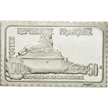 Francia, medalla, Timbre, Orphelins de Guerre, Lion de Belfort, 1982, FDC, Plata