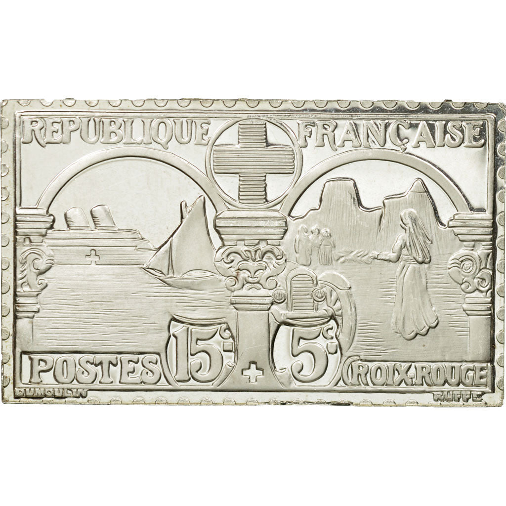 France, Medal, Timbre, Croix-Rouge, Infirmière, 1983, MS(65-70), Silver