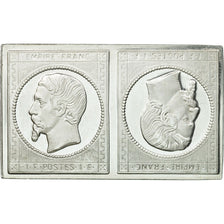 France, Medal, Timbre, Napoléon III, Tête Bêche, 1981, MS(65-70), Silver