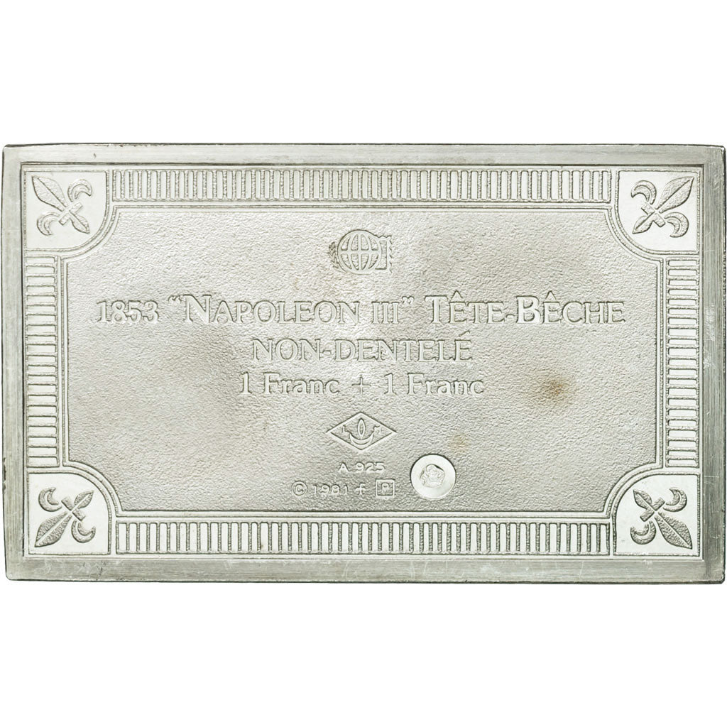 France, Medal, Timbre, Napoléon III, Tête Bêche, 1981, MS(65-70), Silver