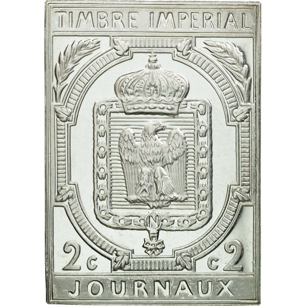 France, Médaille, Timbre Impérial pour Journaux, 2 Centimes, 1981, FDC, Argent