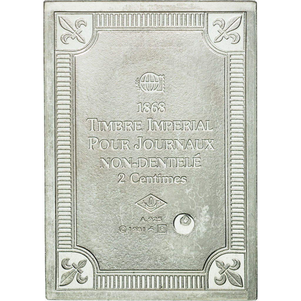 France, Médaille, Timbre Impérial pour Journaux, 2 Centimes, 1981, FDC, Argent