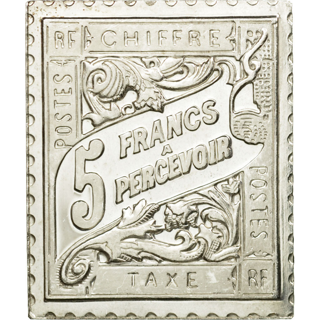 France, Médaille, Timbre Taxe 5 Francs, 1982, FDC, Argent