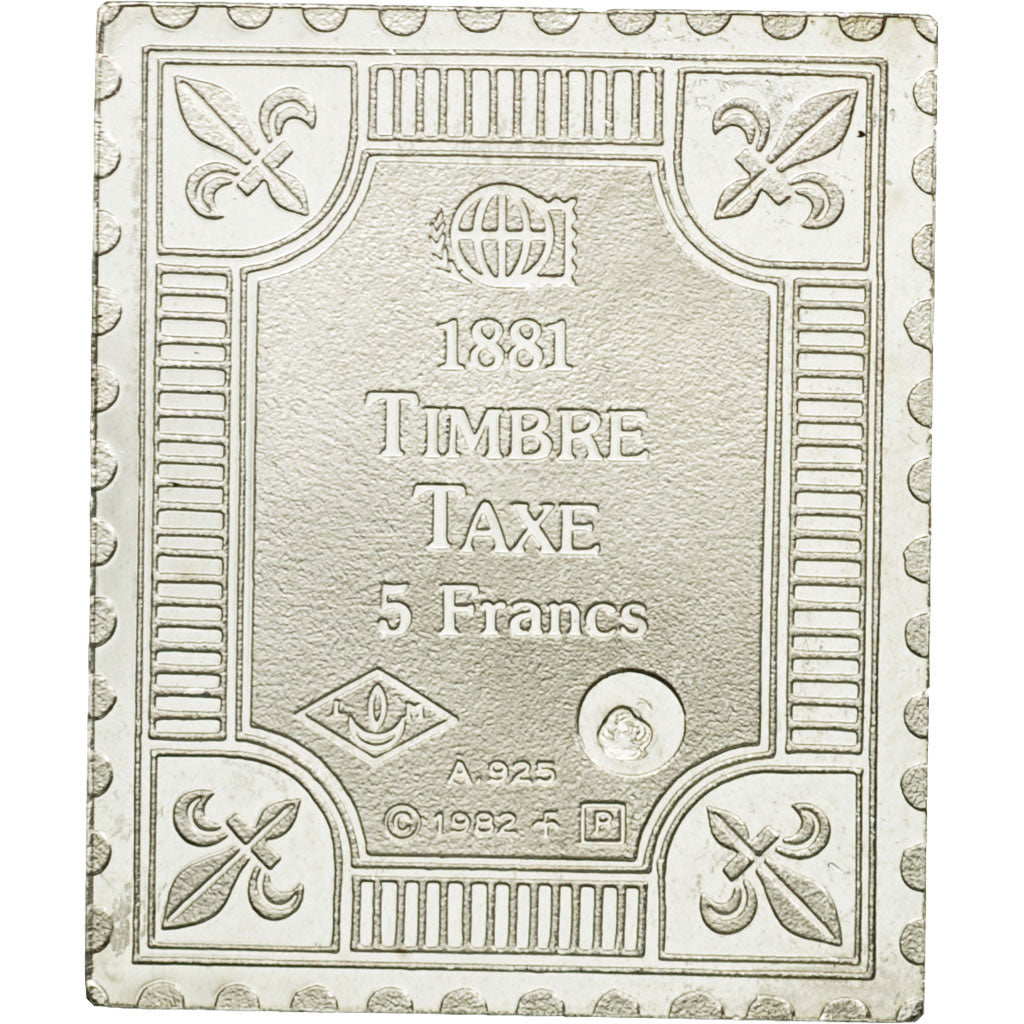 France, Médaille, Timbre Taxe 5 Francs, 1982, FDC, Argent