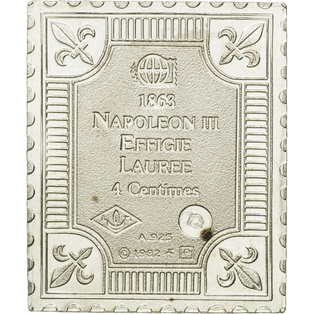 France, Médaille, Timbre, Napoléon III, Effigie Laurée, 4 Centimes, 1982