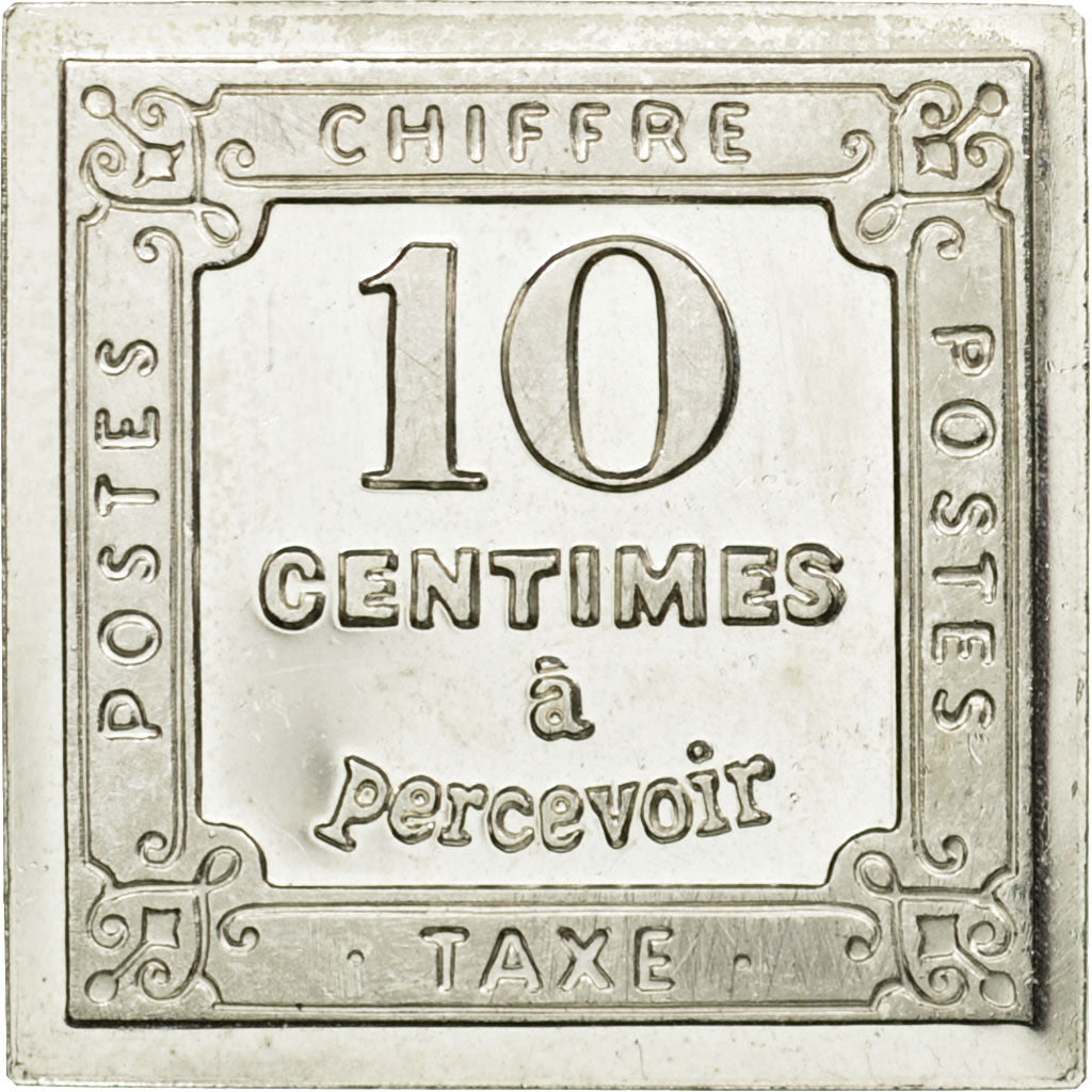 Francja, Medal, Timbre Taxe, 10 Centimes, 1981, MS(65-70), Srebro