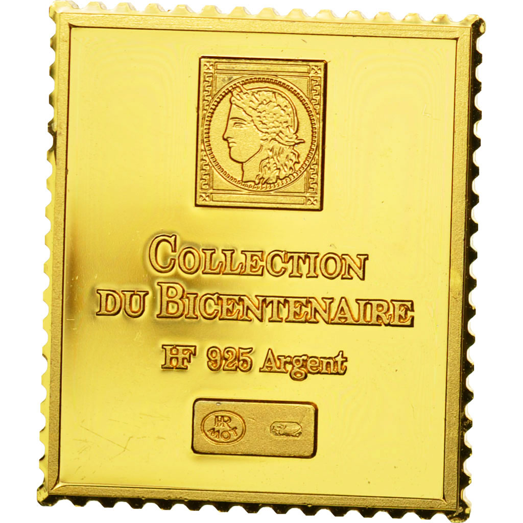 France, Medal, Timbre, Bicentenaire, 35 Centimes, MS(65-70), Vermeil