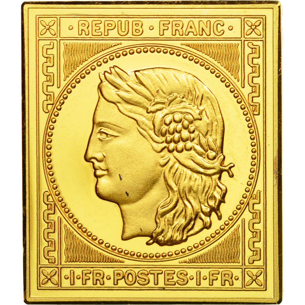 Frankreich, Medaille, Timbre, Bicentenaire, Un Franc, STGL, Vermeil